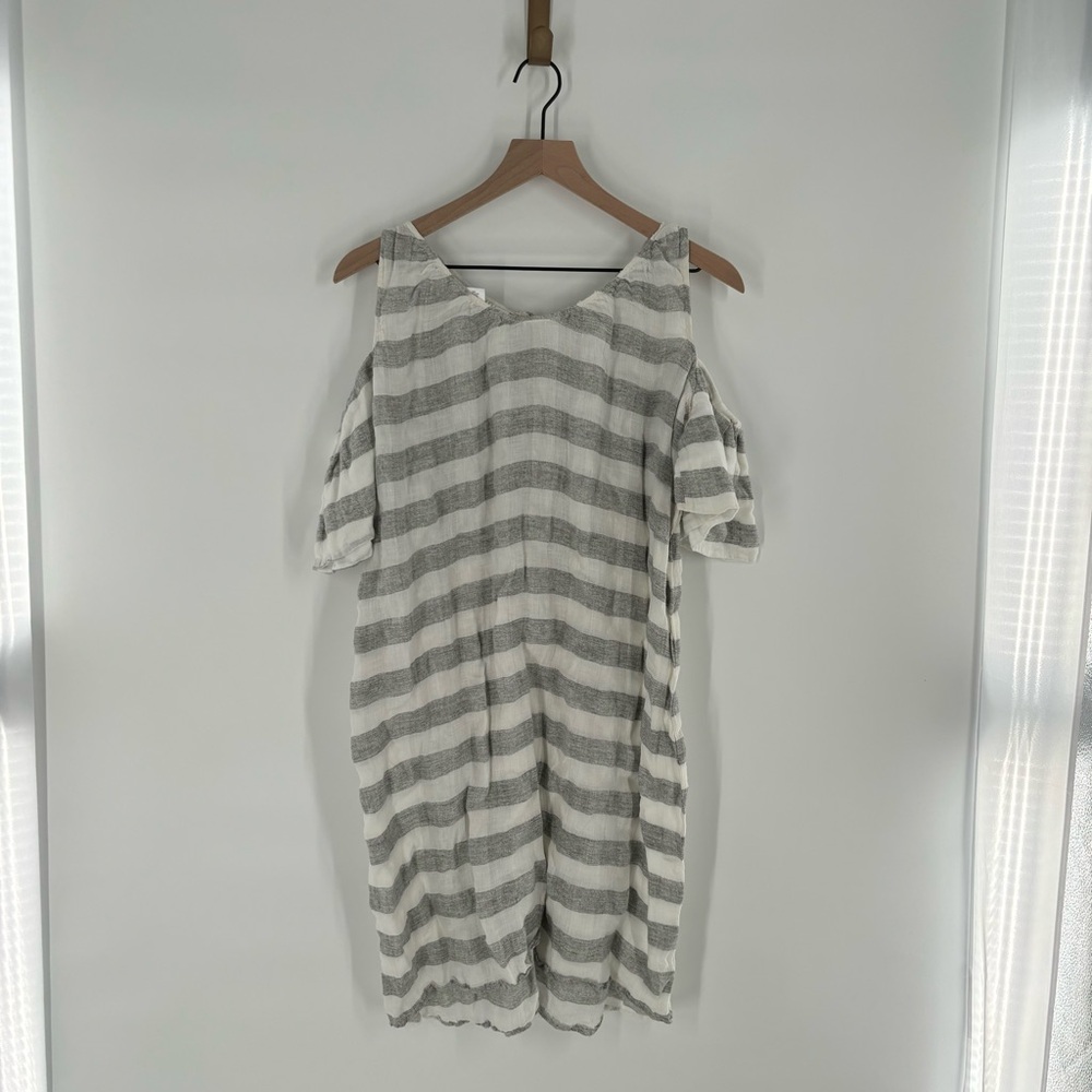 Hunter‎ Bell Striped Cold Shoulder Off The Shoulder Dress Size Small